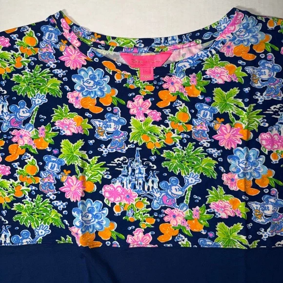 Lilly Pulitzer Disney Navy and Floral Long Sleeve Top - Picture 2 of 4